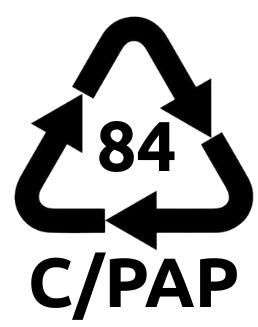 recyklační symbol, který informuje, že je obal vyroben převážně z papíru, ale obsahuje také plast a hliník
