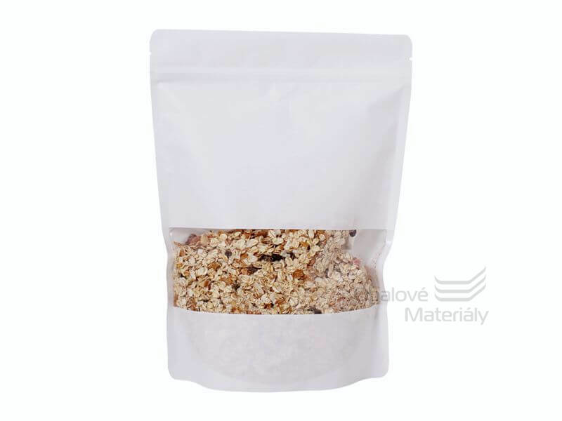 Doypack sáček 250*340 mm, 3000 ml, bílý s okénkem, 100 ks