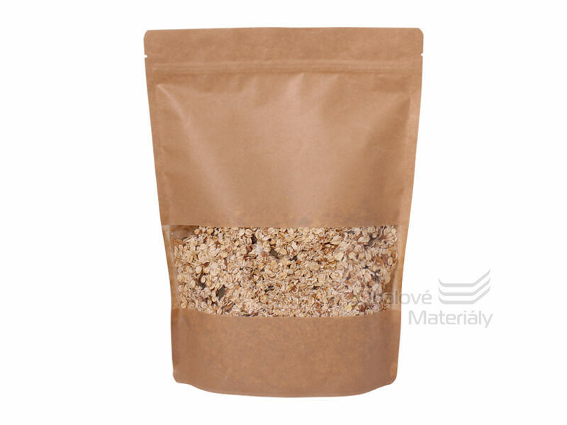 Doypack sáček 250*340 mm, 3000 ml, s menším okénkem, papírový, 100 ks