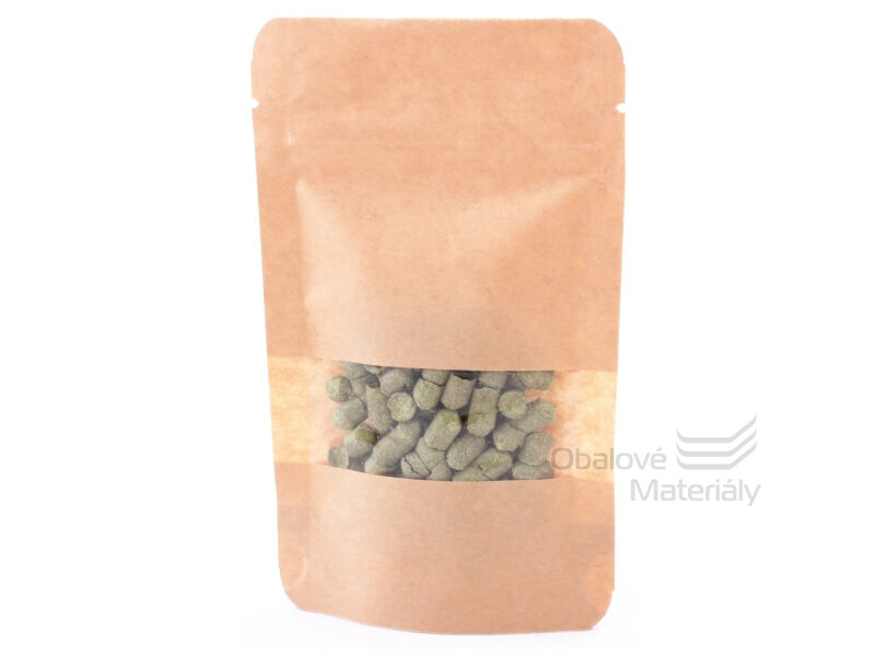 Doypack sáček 110*185 mm, 250 ml, s menším okénkem, papírový, 100 ks