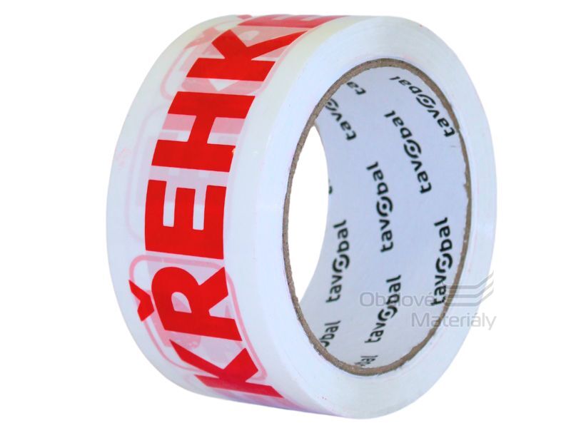Lepící páska 48 mm*66 m, s potiskem FRAGILE, KŘEHKÉ bílá