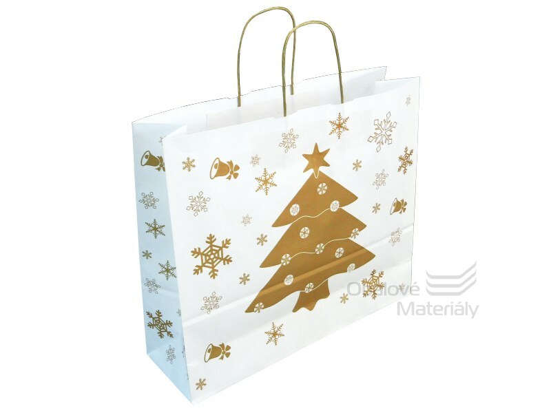 Dárková vánoční taška 42*13*37 cm, bílý sulfátový papír 120 g