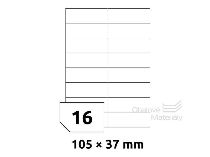 Samolepící etikety 105*37 mm, 16et./A4, 100 archů